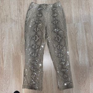 Basix II Sequin reptile silk printed trousers size 4.